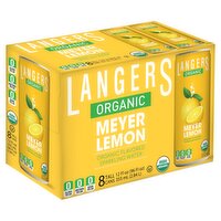 Langers Organic Sparkling Water, Meyer Lemon, 8pack/12 oz - 96 Ounce